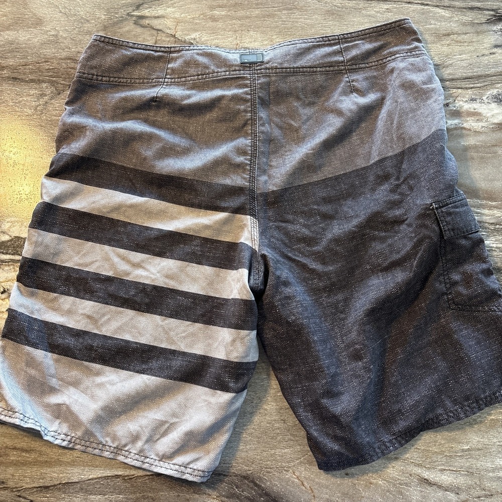 O'Neill Board Shorts Mens Medium Gray Stripe Surf Swim Trunks Quick Dry Pocket38 - Picture 7 of 8